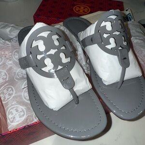 Gray Logo Sandals